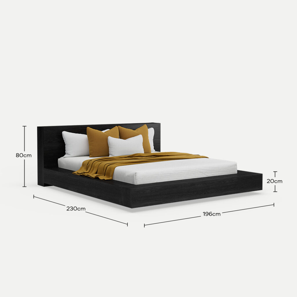 Amahle Black Oak Platform Bed Queen