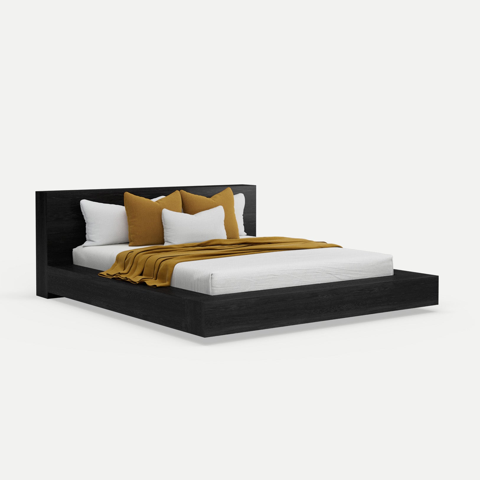 Amahle Black Oak Platform Bed Queen XL