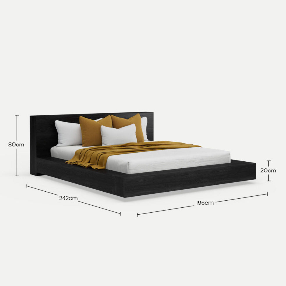 Amahle Black Oak Platform Bed Queen XL