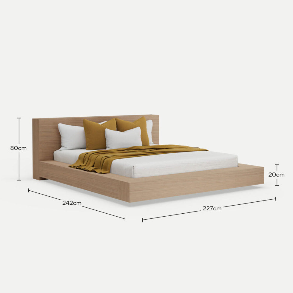 Amahle Clear Oak Platform Bed King XL