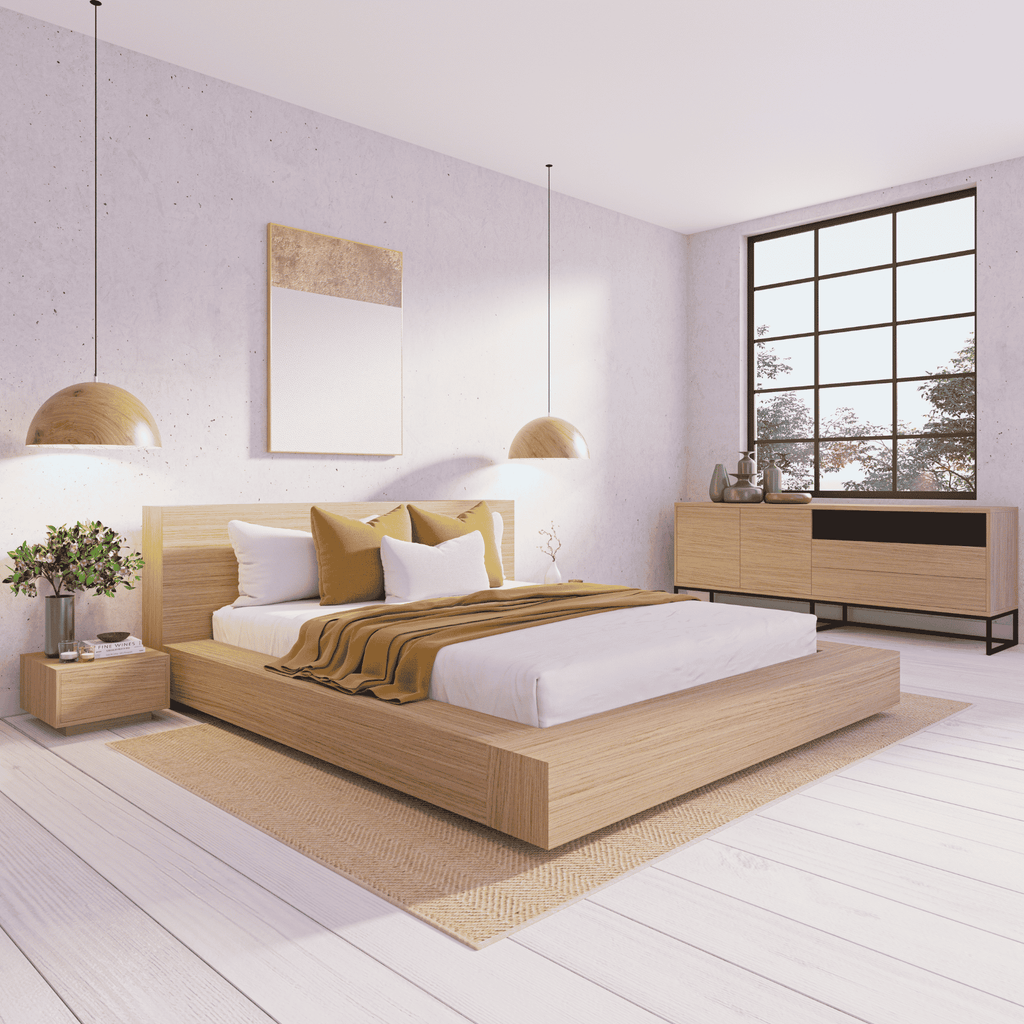 Amahle Clear Oak Platform Bed Queen