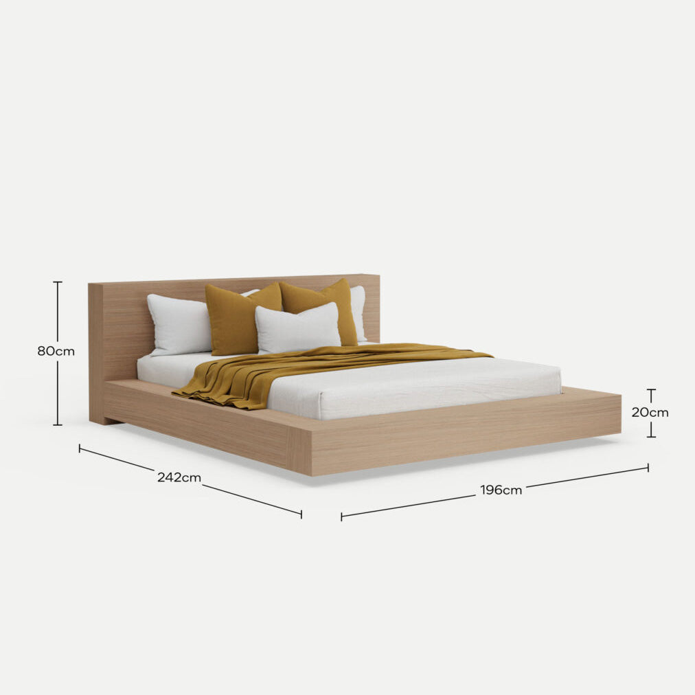 Amahle Clear Oak Platform Bed Queen XL