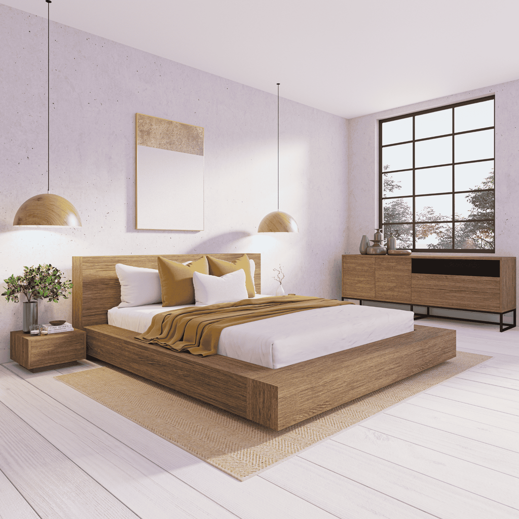 Amahle Walnut Oak Platform Bed King