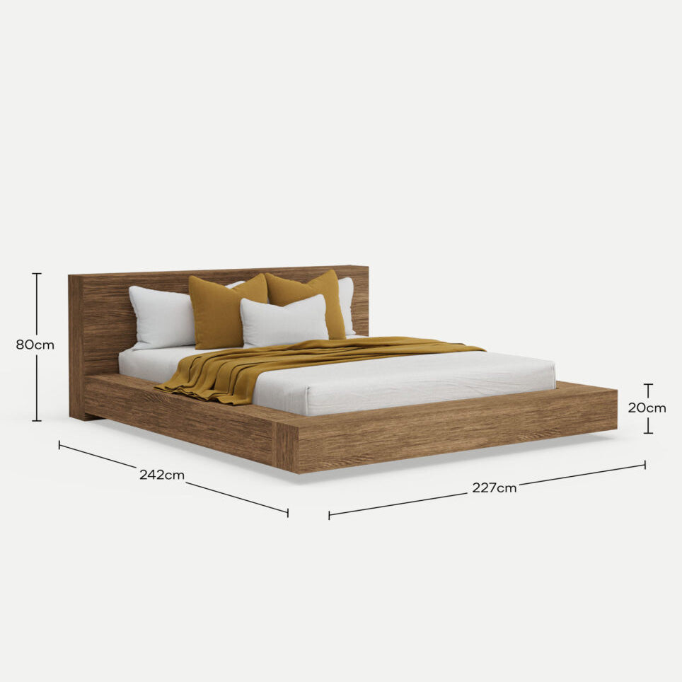 Amahle Walnut Oak Platform Bed King XL