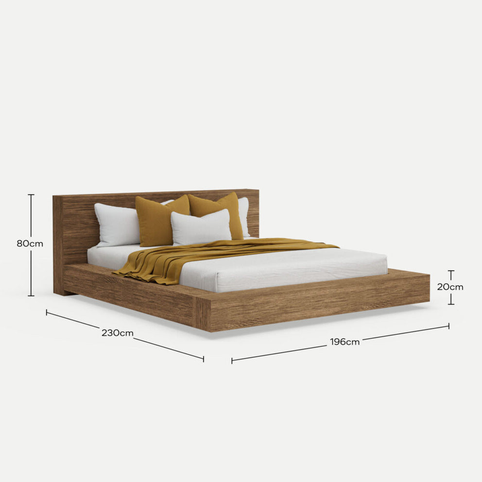 Amahle Walnut Oak Platform Bed Queen