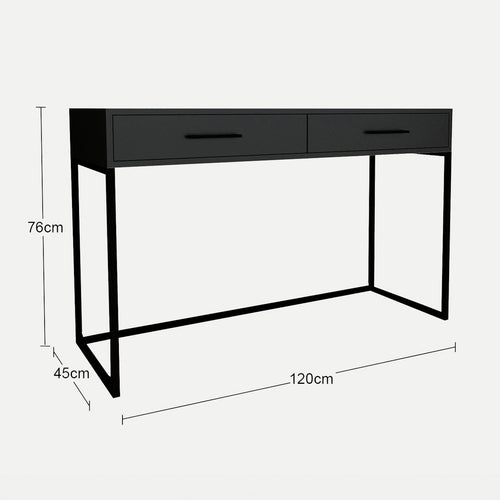 Naledi Black 2-Drawer Desk – Black Legs