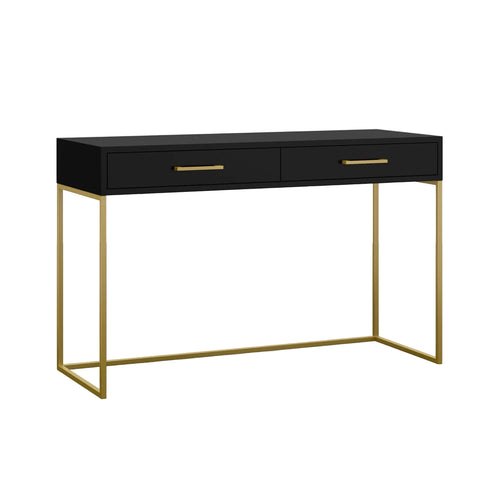 Naledi Black 2-Drawer Desk – Gold Legs