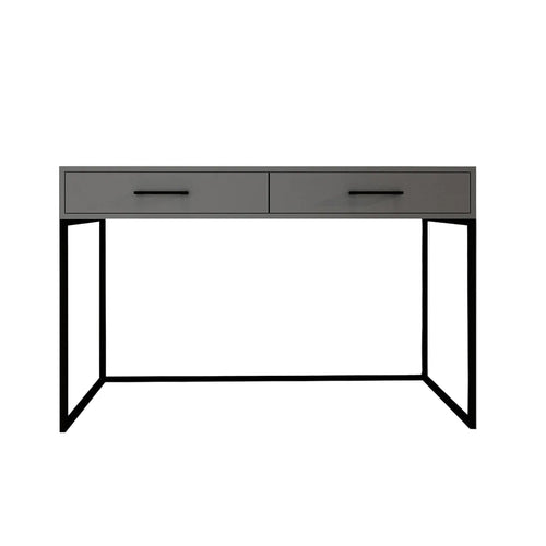 Naledi Dark Grey 2-Drawer Desk – Black Legs