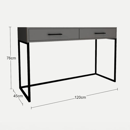Naledi Dark Grey 2-Drawer Desk – Black Legs
