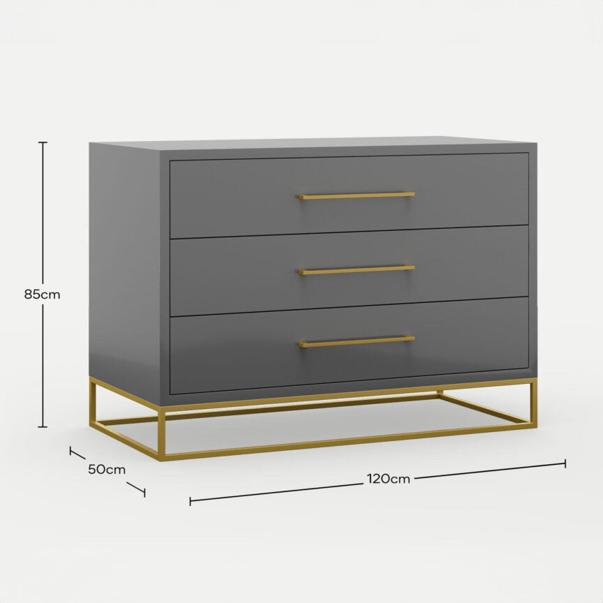 Naledi Dark Grey 3 Drawer Dresser