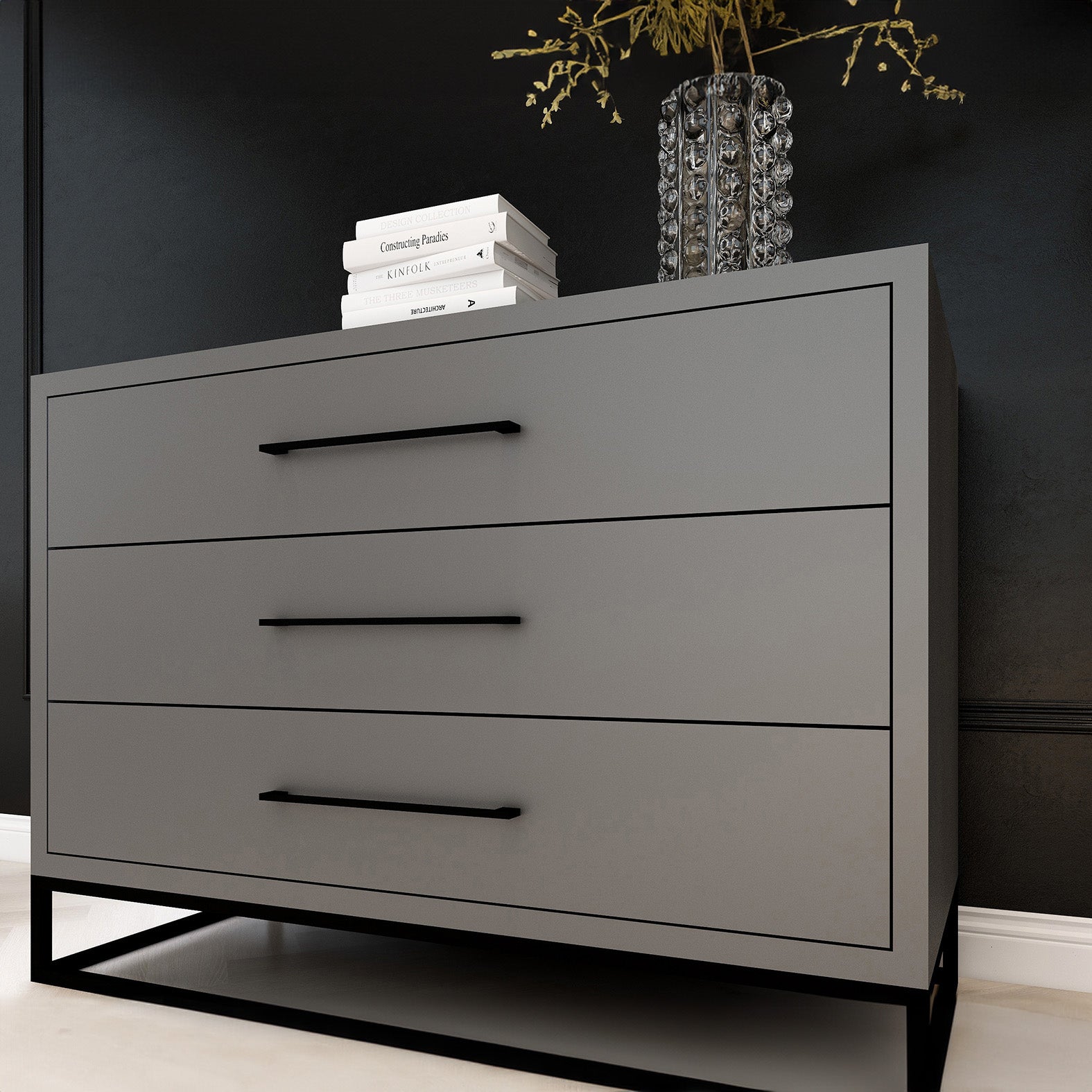Naledi Dark Grey 3 Drawer Dresser