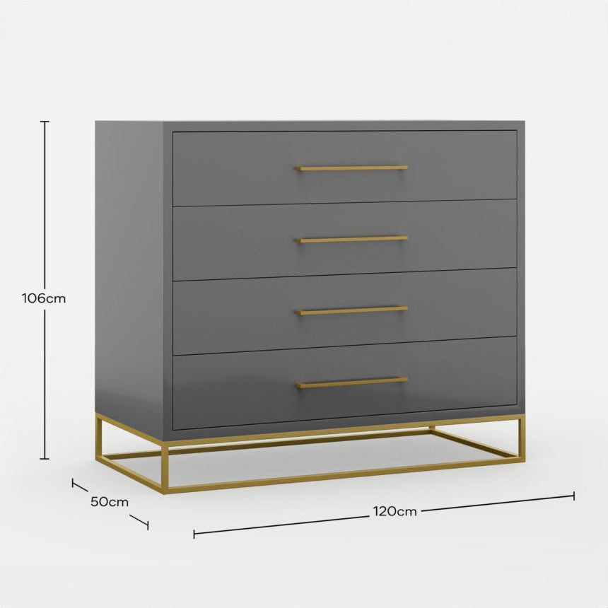 Naledi Dark Grey 4 Drawer Dresser