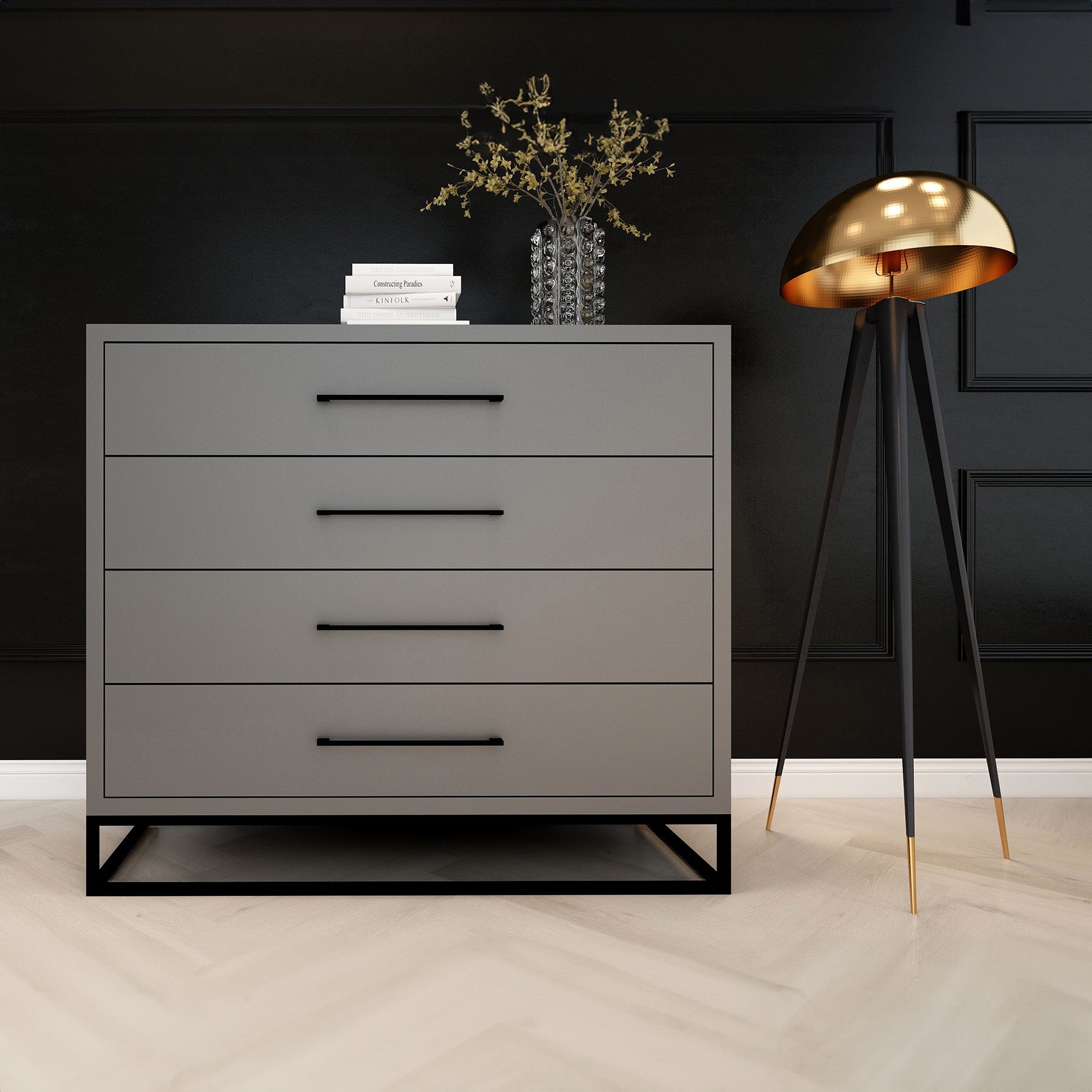 Naledi Dark Grey 4 Drawer Dresser