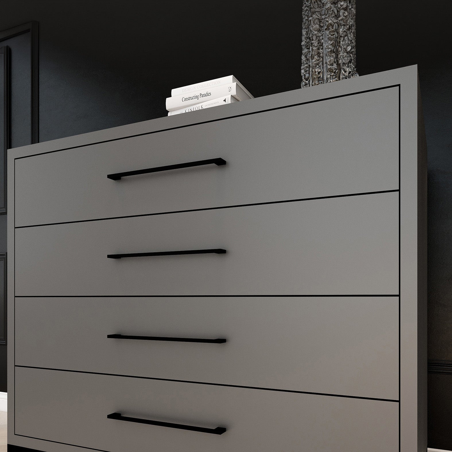 Naledi Dark Grey 4 Drawer Dresser