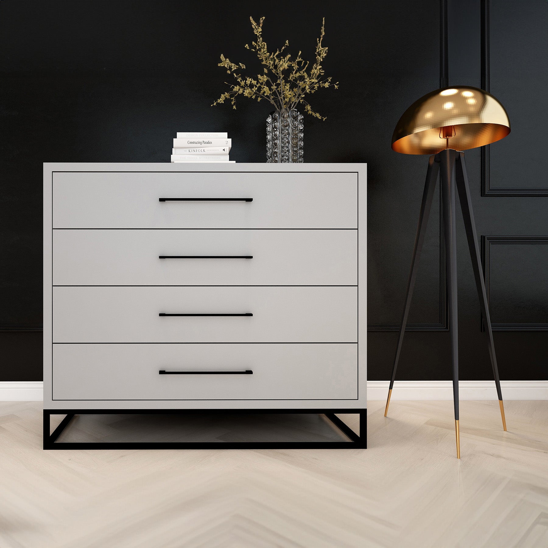 Naledi Light Grey 4 Drawer Dresser