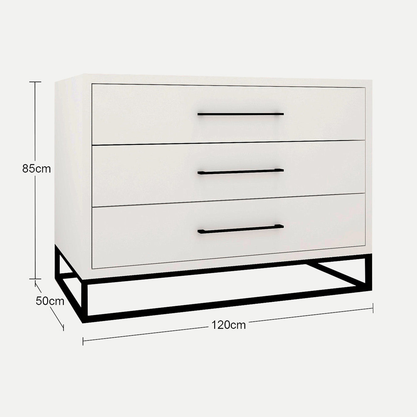 Naledi White 3 Drawer Dresser