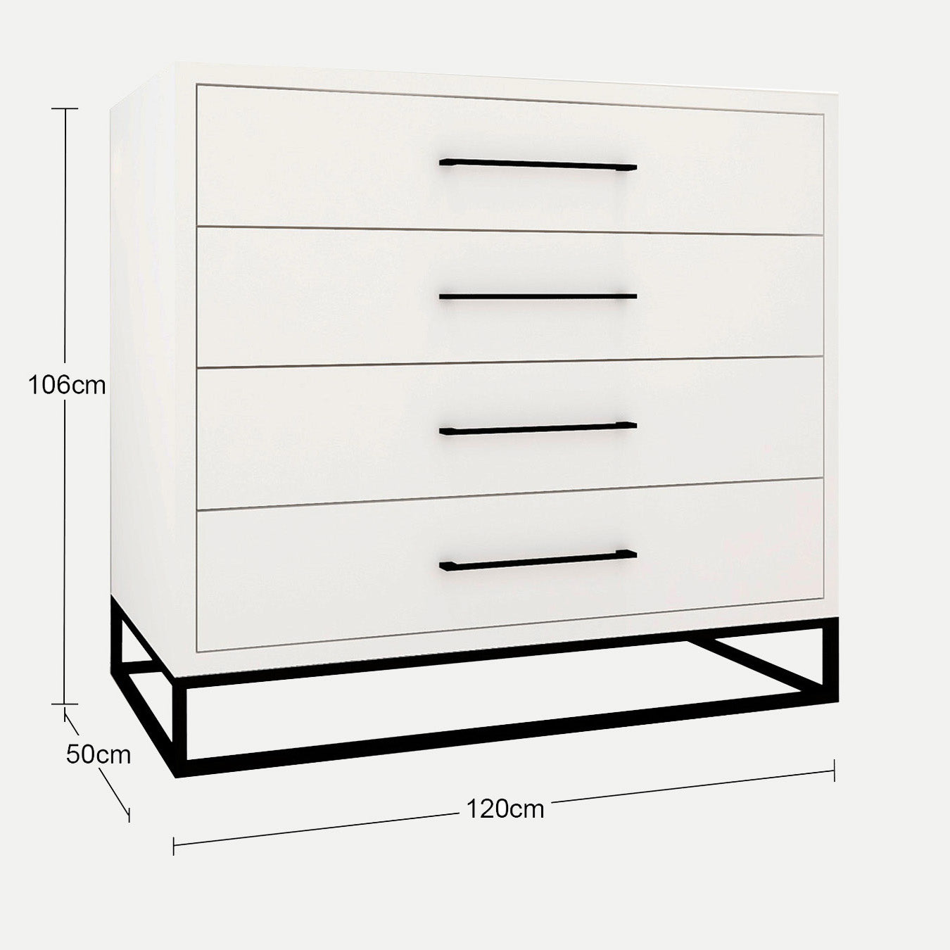 Naledi White 4 Drawer Dresser