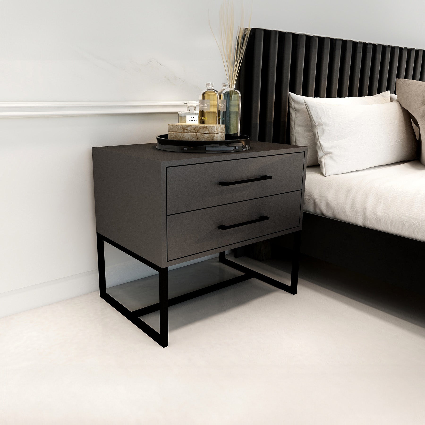 Naledi Dark Grey Bedside Pedestal