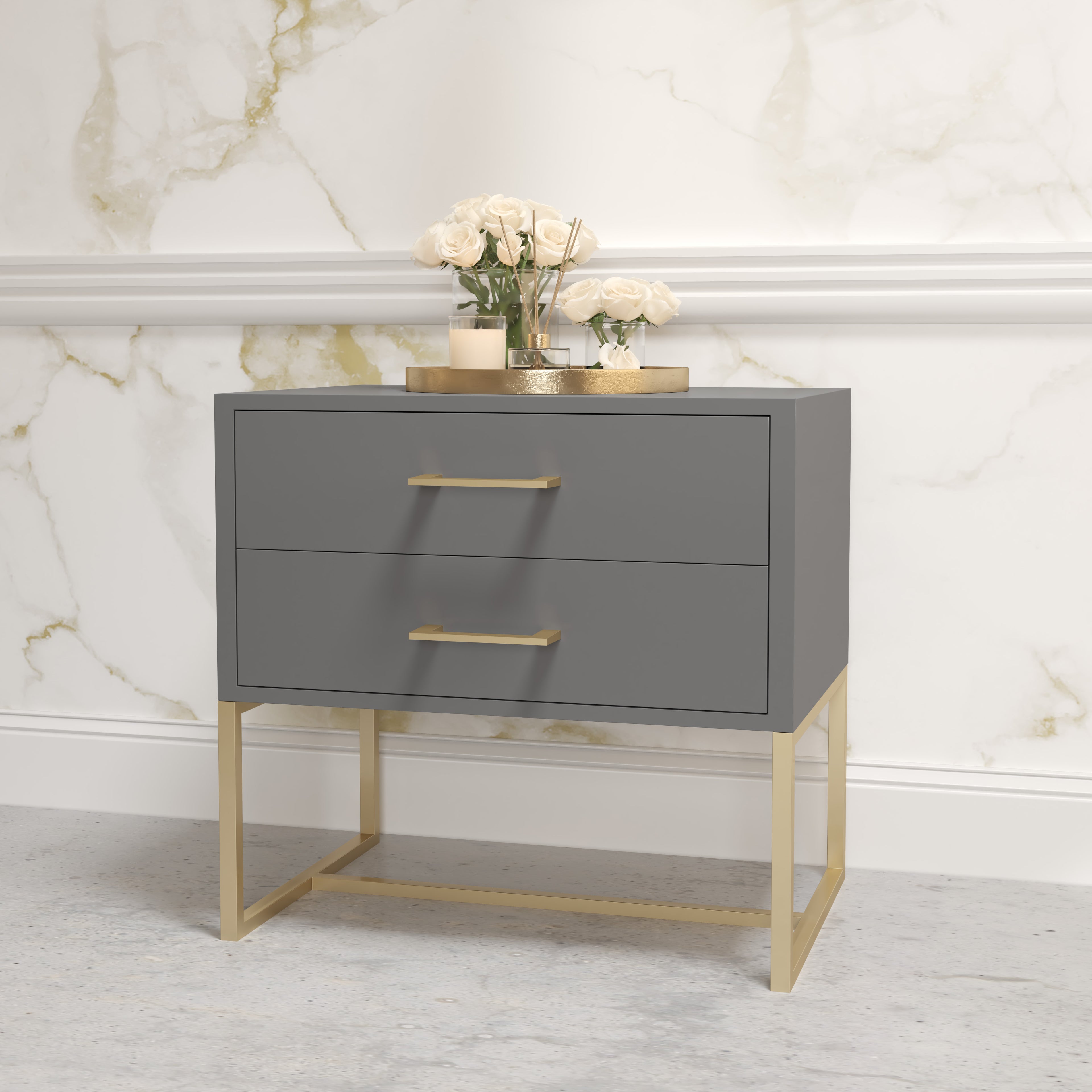 Naledi Dark Grey Bedside Pedestal