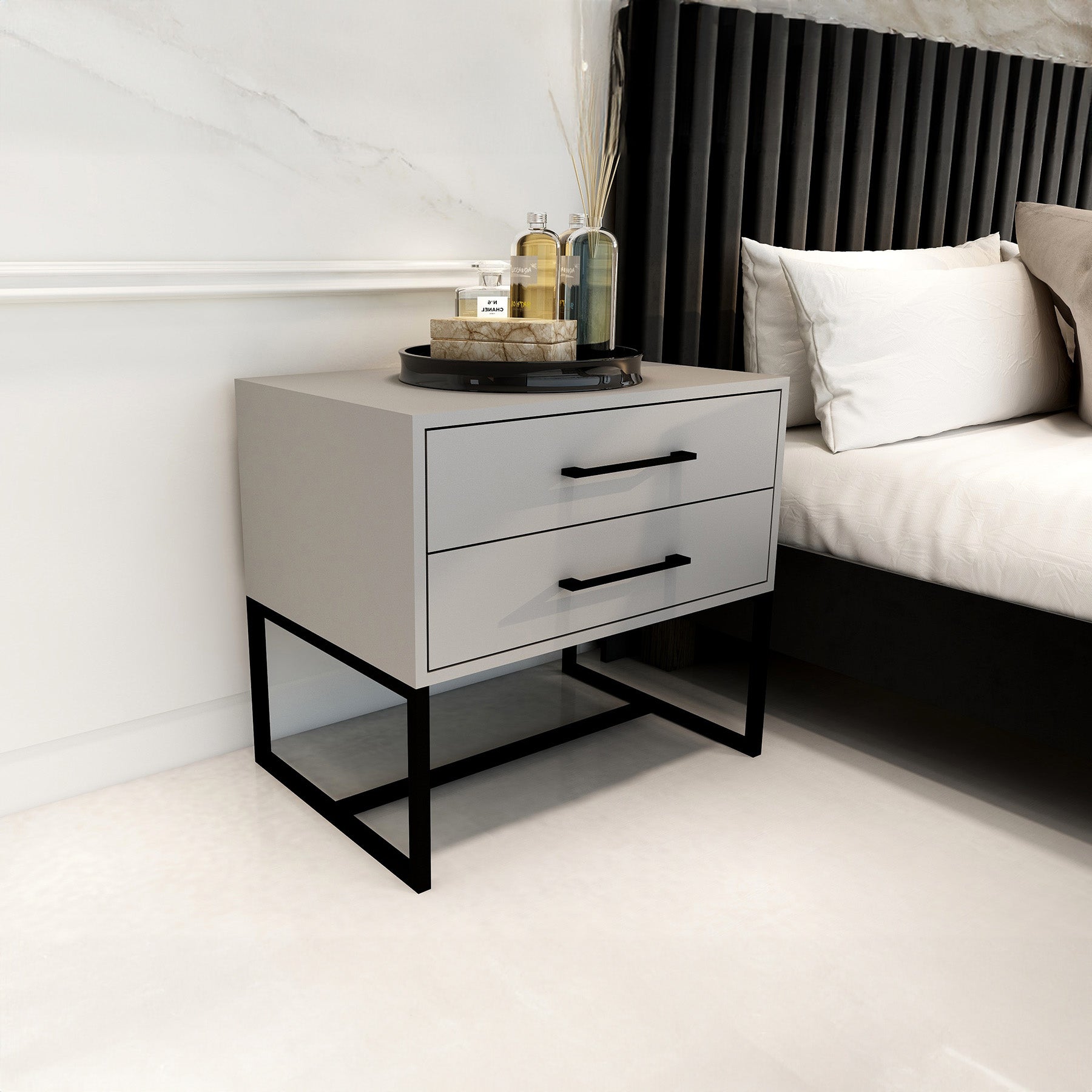 Naledi Light Grey Bedside Pedestal