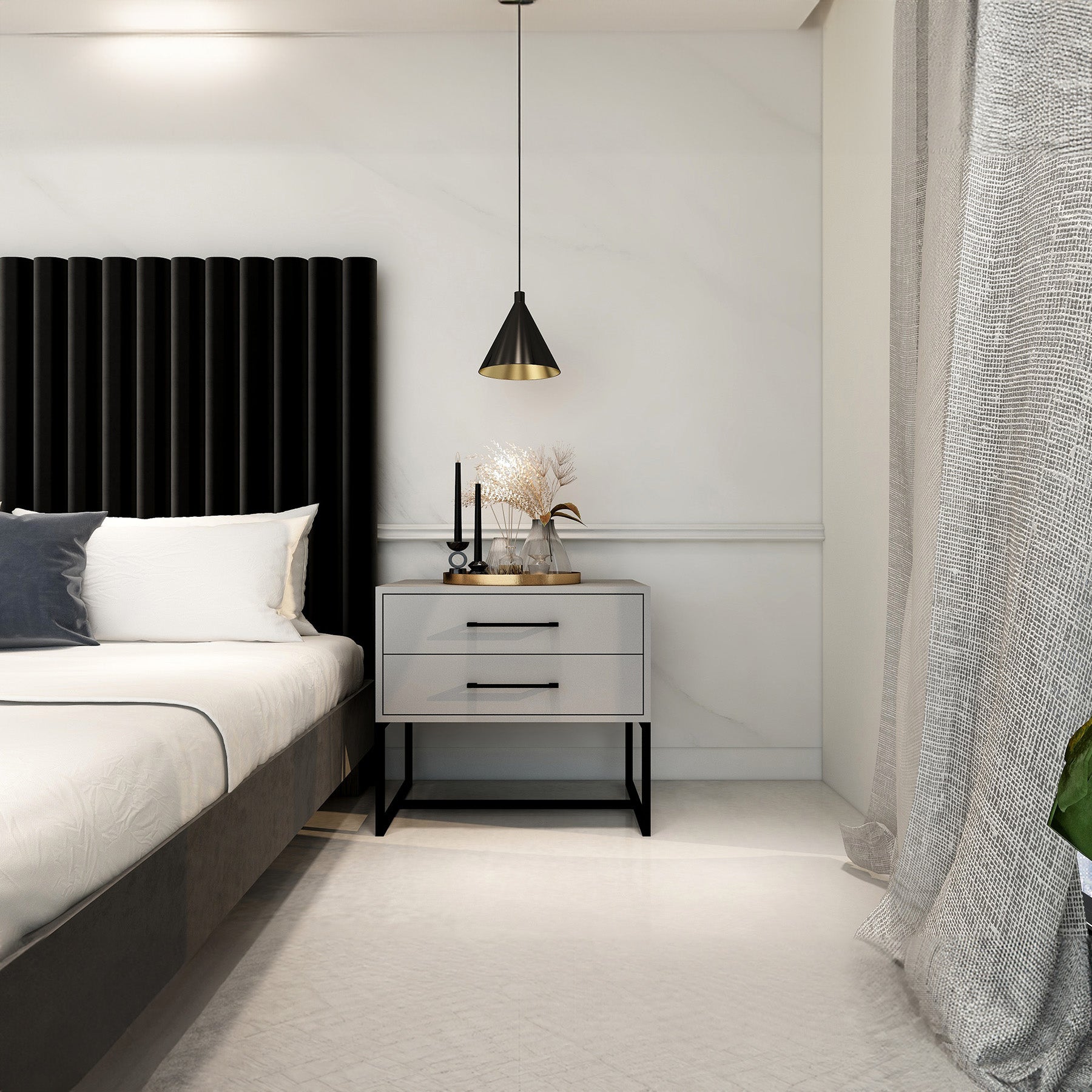 Naledi Light Grey Bedside Pedestal